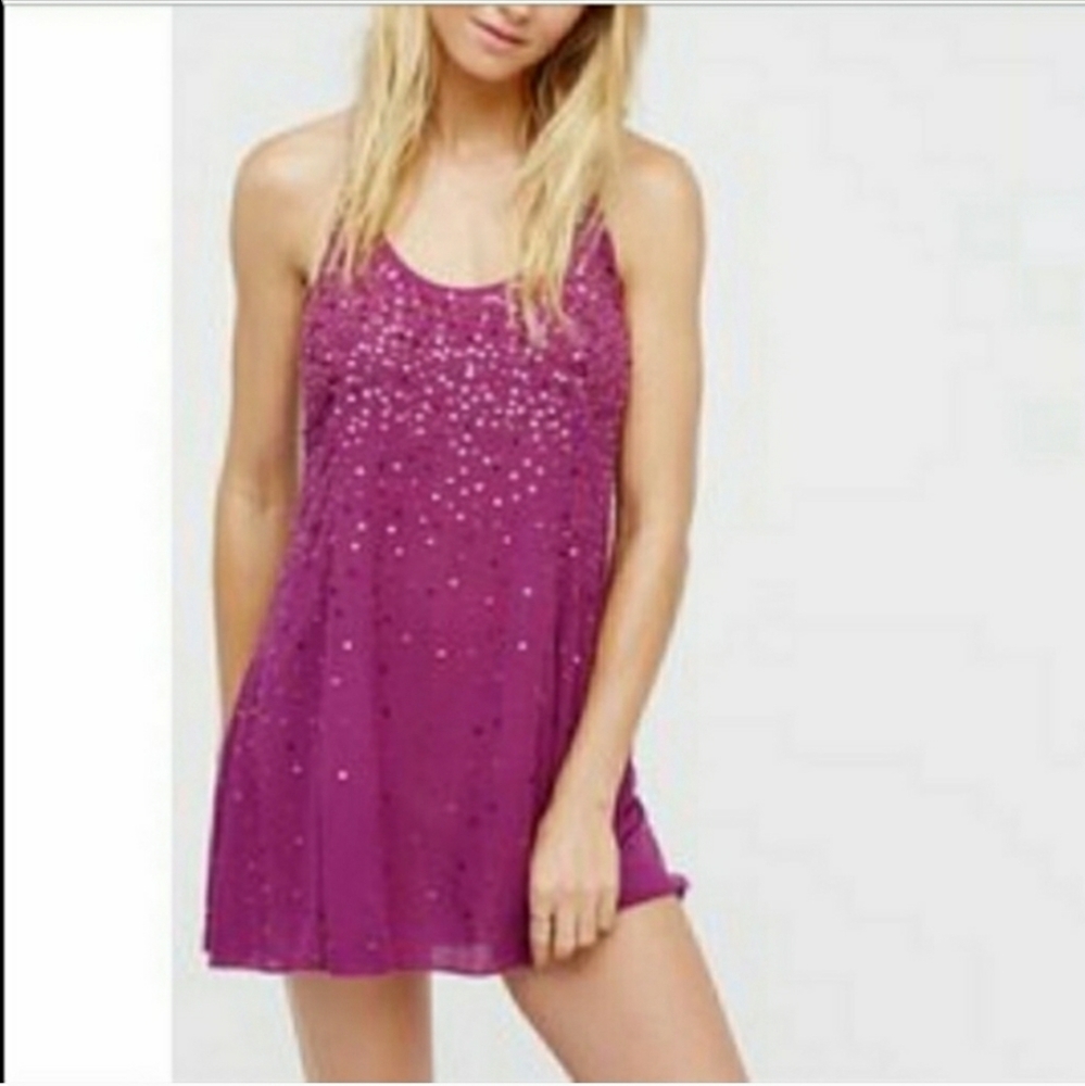Free People Purple Sequin Mini Dress